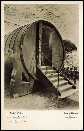 Ansichtskarte Insel Mainau-Konstanz Torkel-Keller mit 25 000 Liter Faß 1940