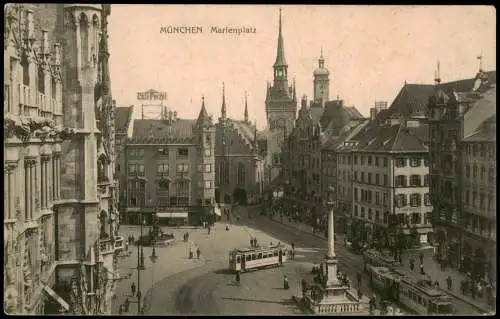 Ansichtskarte München Marienplatz, Cafe Perzel 1909