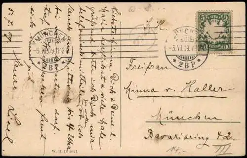 Ansichtskarte München Marienplatz, Cafe Perzel 1909