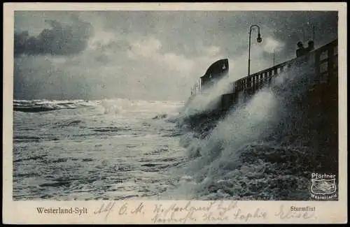 Ansichtskarte Westerland-Sylt Sylt Sturmflut 1926