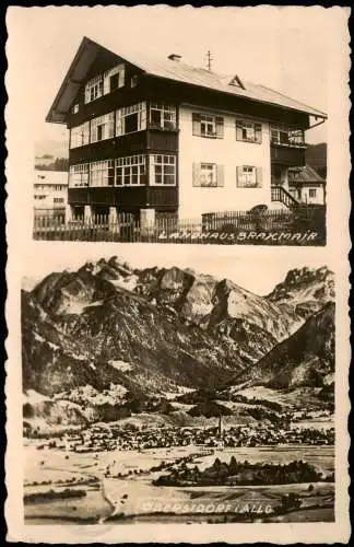 Ansichtskarte Oberstdorf (Allgäu) Landhaus Brahmaier u. Stadt 2 Bild 1937