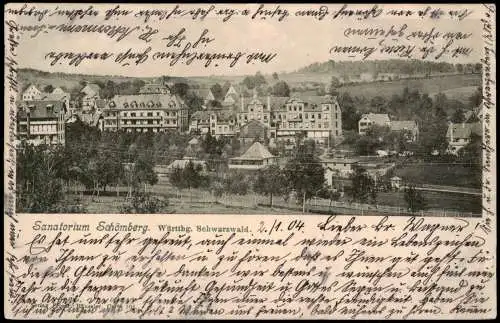 Ansichtskarte Schömberg (Schwarzwald) Stadt Sanatorium Schwarzwald 1904