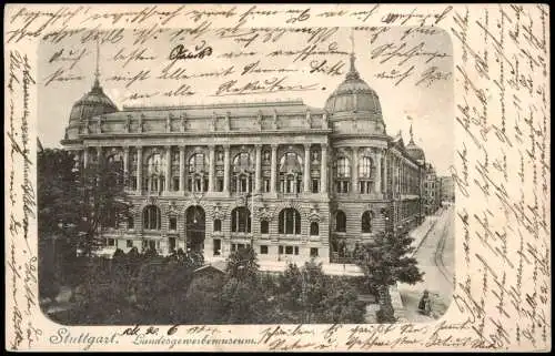 Ansichtskarte Stuttgart Landesgewerbemuseum. Straße 1904