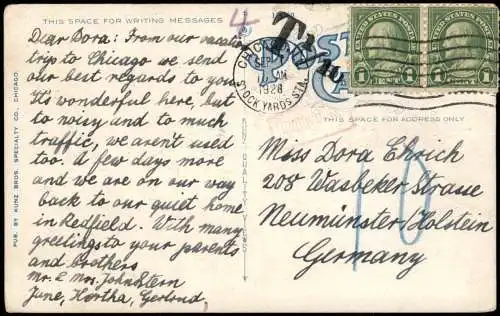 Postcard Chicago Michigan Ave. Brigde and Wrigley Building 1928