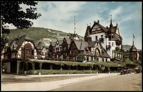 Assmannshausen am Rhein-Rüdesheim (Rhein) Straßenpartie am Gasthaus Krone 1914