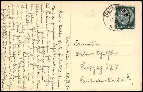 Bayern Blick auf Prinz-Ludwigheim und Wildbad Empfing 1934 Stempel TRAUNSTEIN 2