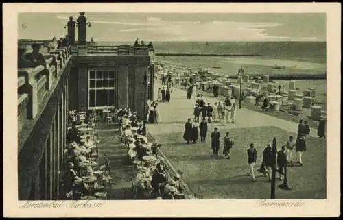 Ansichtskarte Borkum Strandstraße Promenade Blick auf ein Kaffeehaus 1924