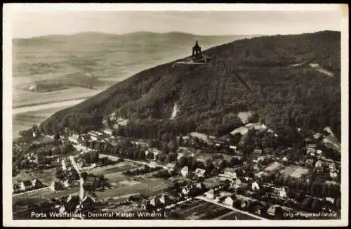 Ansichtskarte Porta Westfalica Luftbild Denkmal Kaiser Wilhelm I. 1932