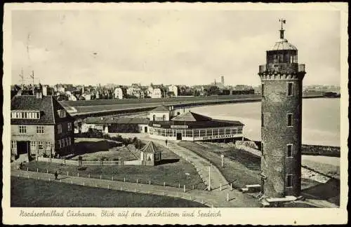 Ansichtskarte Cuxhaven Leuchtturm Restaurant Seedeich 1957