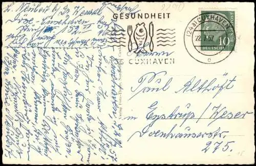 Ansichtskarte Cuxhaven Leuchtturm Restaurant Seedeich 1957