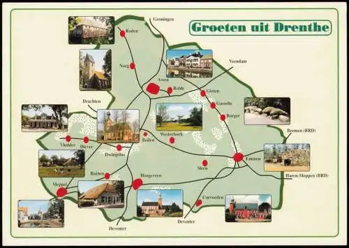 Niederlande (Allgemein) Groeten uit Drenthe als Landkarte (Map) 2000