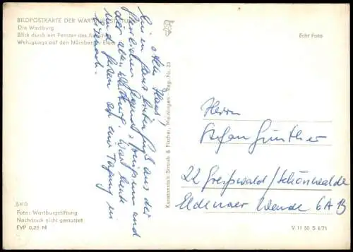 Ansichtskarte Eisenach Wartburg Nürnberger Erker 1971