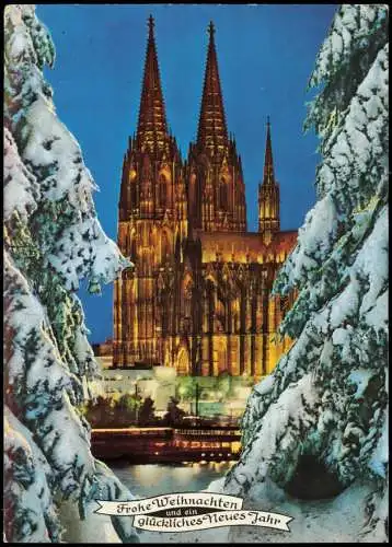 Ansichtskarte Köln Kölner Dom zu Weihnachten verschneit 1980