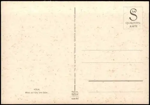 Ansichtskarte Köln Panorama-Ansicht, Blick zum Dom 1970
