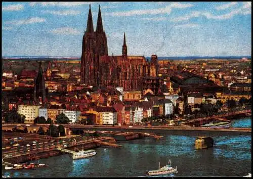 Ansichtskarte Köln Kölner Dom mit Stadt-Panorama 1975 Silberglitzer-Effekt