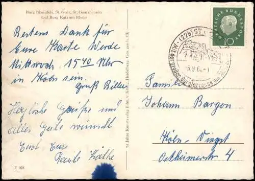 Sankt Goar Burg Rheinfels, St. Goar, St. Goarshausen und Burg Katz am Rhein 1969
