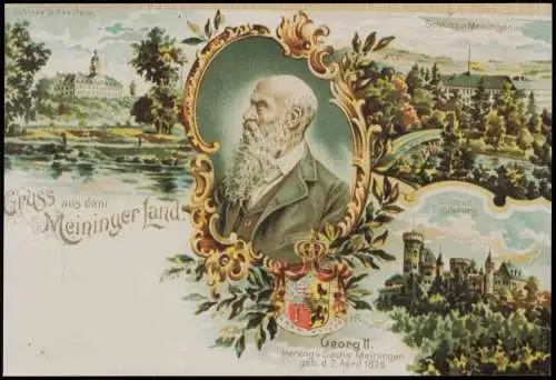 Meiningen Schloss Landsberg, Georg II v. Sachs. Meiningen 1900/1992 REPRO Foto