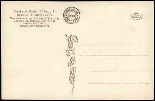 Koblenz Denkmal Kaiser Wilhelm I. Deutsches Eck Rhein Partie 1920