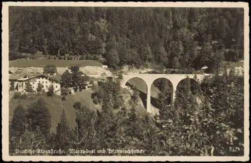 Ansichtskarte Schneizlreuth Mauthäusl Deutsche Alpenstraße Viadukt 1931