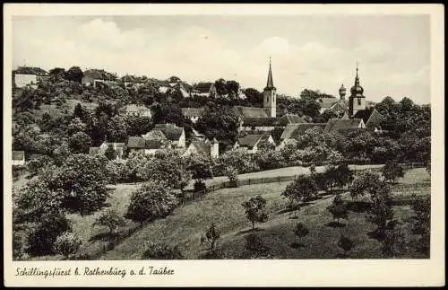 Ansichtskarte Schillingsfürst Stadtpartie b. Rothenburg ob der Tauber 1956