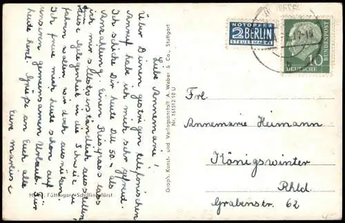 Ansichtskarte Schillingsfürst Stadtpartie b. Rothenburg ob der Tauber 1956