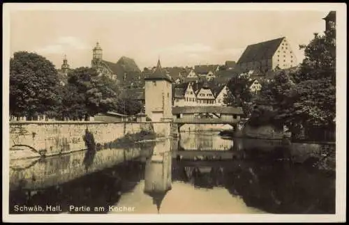 Ansichtskarte Schwäbisch Hall Partie am Kocher 1935