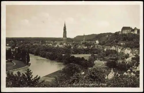 Ansichtskarte Landshut Blick auf die Stadt 1940  gel. Feldpoststempel WK2