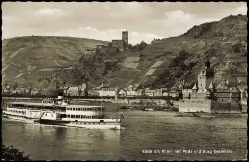 Ansichtskarte Kaub Rhein Rheinschiff Dampfer 1961