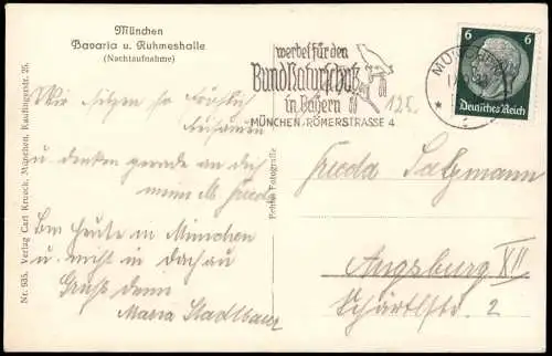 Ludwigsvorstadt-München Bavaria und Ruhmeshalle (Nachtaufnahme) 1933
