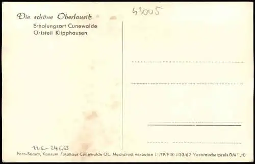 Cunewalde (Oberlausitz) Kumwałd Panorama-Ansicht Ortsteil Klipphausen 1962