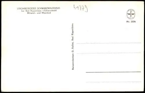 Bad Rippoldsau Schapbach Umland-Ansicht Strohbedecktes Schwarzwaldhaus 1950