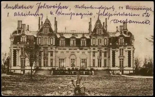 Ansichtskarte  Genesungsheim Schloß Frankreich 1917  gel Feldpost WK1