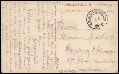 Ansichtskarte  Genesungsheim Schloß Frankreich 1917  gel Feldpost WK1