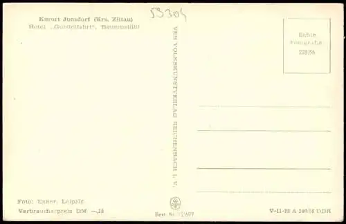 Ansichtskarte Jonsdorf Hotel Gondelfahrt Bauernstübl zur DDR-Zeit 1956