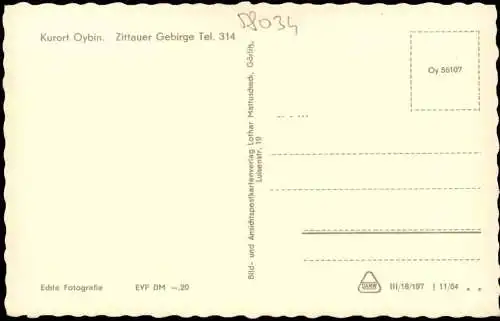 Ansichtskarte Oybin Hotel am Bahnhof mit Berg Oybin 1964