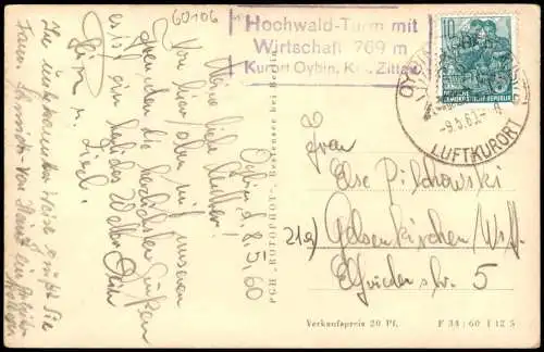 Ansichtskarte Zittau Hochwald-Turm Zittauer Gebirge zur DDR-Zeit 1960