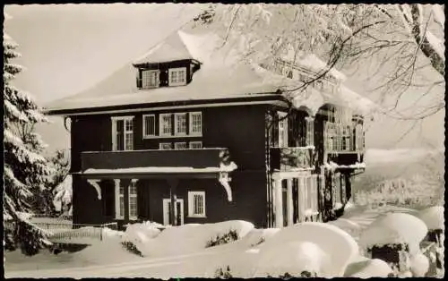 Ansichtskarte Höchenschwand Ortsansicht im Winter mit Kurheim St. Georg 1960