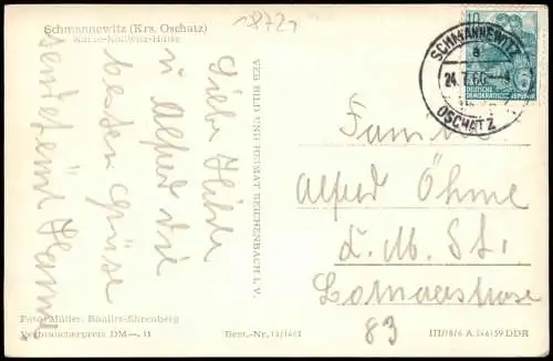 Schmannewitz-Dahlen Käthe-Kollwitz-Hütte zur DDR-Zeit 1960/1959