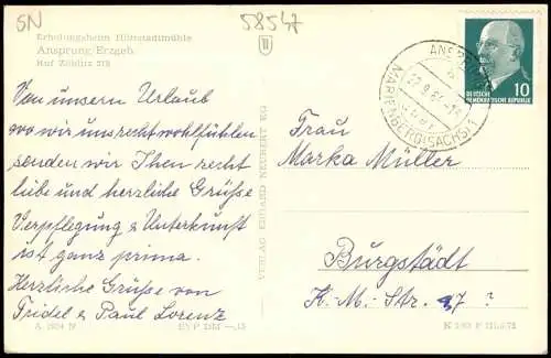 Ansprung-Marienberg im Erzgebirge Erholungsheim Hüttstadtmühle zur DDR-Zeit 1964