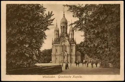 Ansichtskarte Wiesbaden Griechische Kapelle (Kirchen Gebäude) 1920