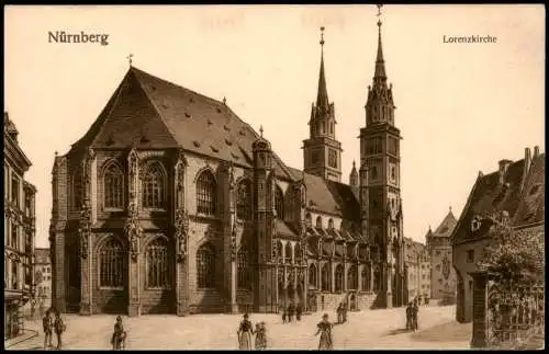 Ansichtskarte Nürnberg Lorenzkirche (Künstlerkarte) 1910