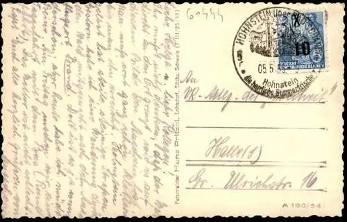 Hohnstein (Sächs. Schweiz) Hotel Polenztal zur DDR-Zeit 1958/1954