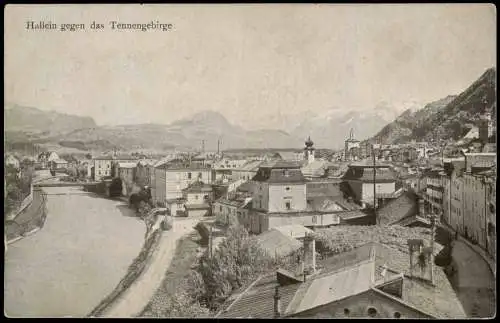 Ansichtskarte Hallein Panorama-Ansicht gegen das Tennengebirge 1916