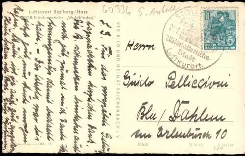 Stolberg (Harz) FDGB-Erholungsheim Waldfrieden zur DDR-Zeit 1960