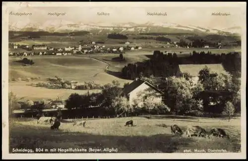 .Bayern Panorama Scheidegg mit Nagelfluhkette (Bayer. Allgäu) 1940