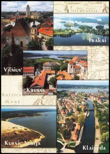 Postcard  Luftbilder Traika Vilnius Memel Kaunas Klaipeda 2004