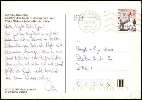 Postcard Weinitz Bojnice (Bajmóc) 4 Bild Stadtansichten 1998