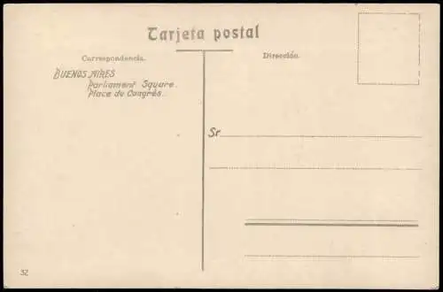 Postcard Buenos Aires Parliament Square. 1928  Argentinien Argentina