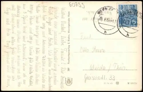 Ansichtskarte Wernigerode Waldgasthaus Christianental 1954