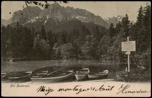 Ansichtskarte Grainau Badersee Boot-Anlegestelle 1904